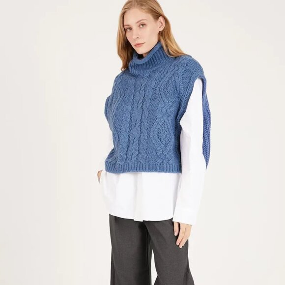 Storets Daisy Turtle Neck Cable Knit Vest S/M - Picture 2 of 16